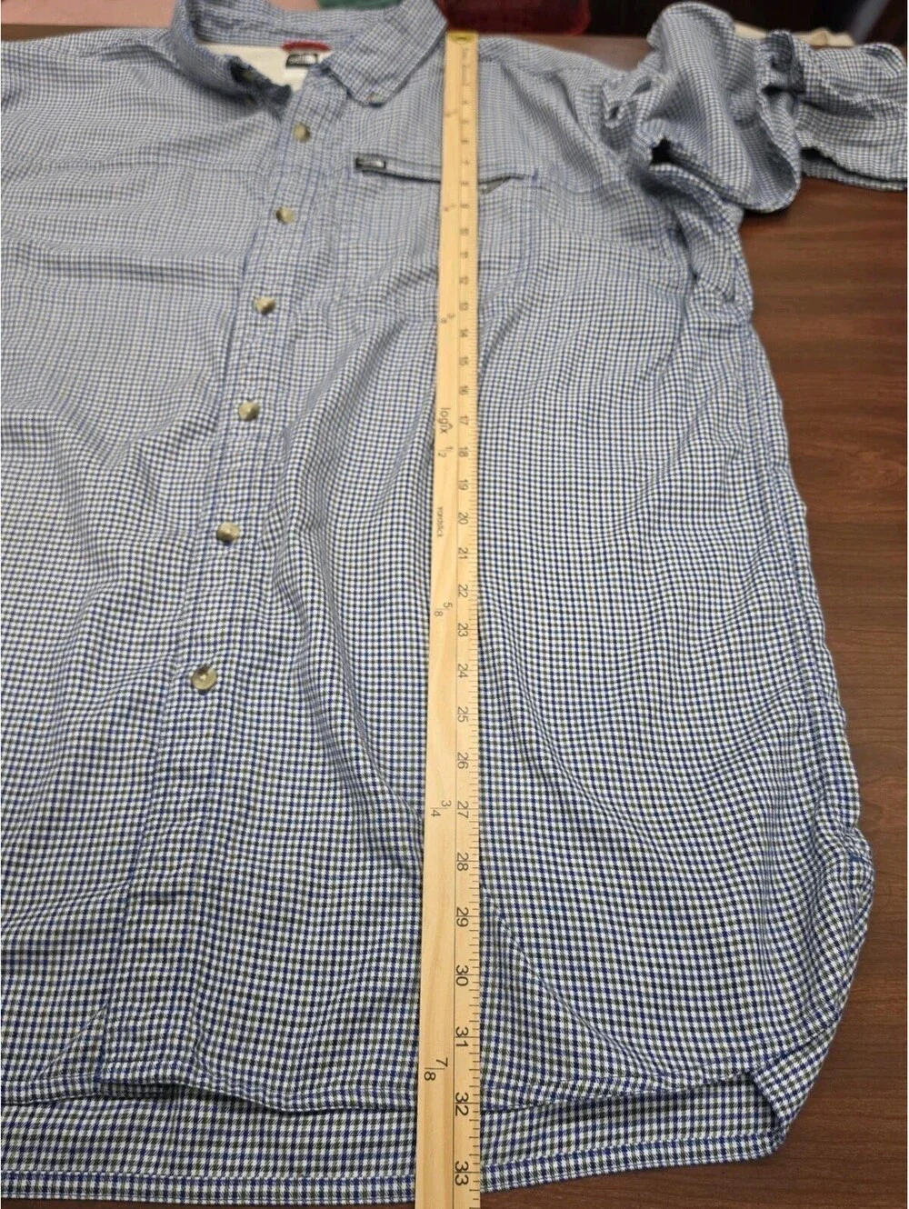 The North Face XXL Blue Check Plain Long Sleeve Hiking Outdoor Button Shirt